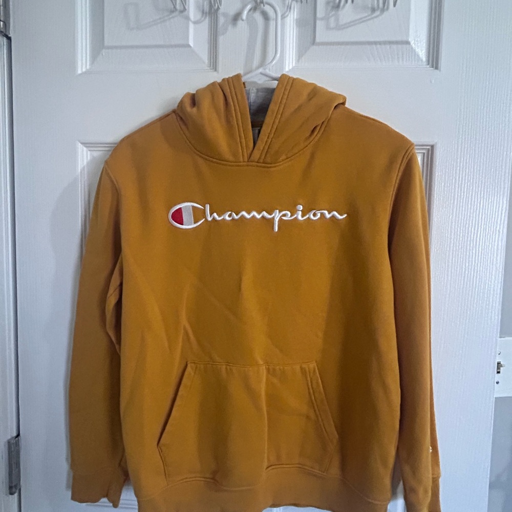 Champion Kids Crewneck Hoodie in Mustard Gold